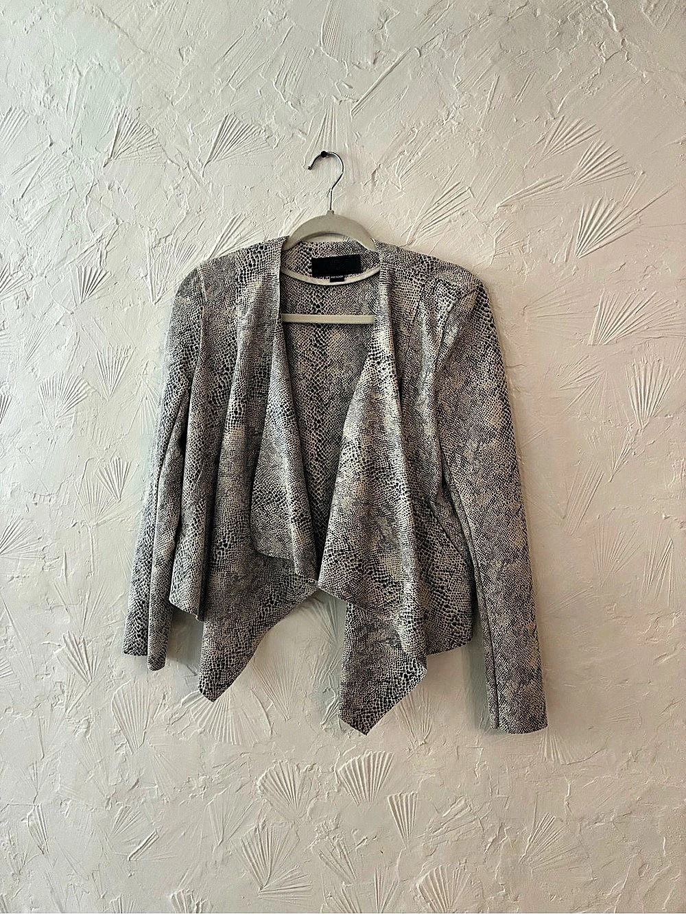 Animal Print Draped Jacket in Brown & Gray Like New